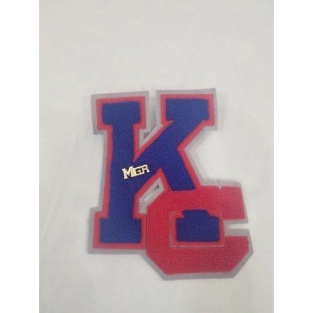 KC Initials Varsity Jacket Iron on Patch Embroidered Chenille‎ with MGR Pin